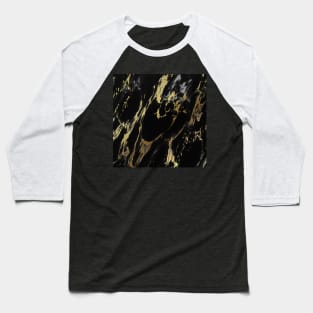 Black Marbling Effect Gold Design Baseball T-Shirt